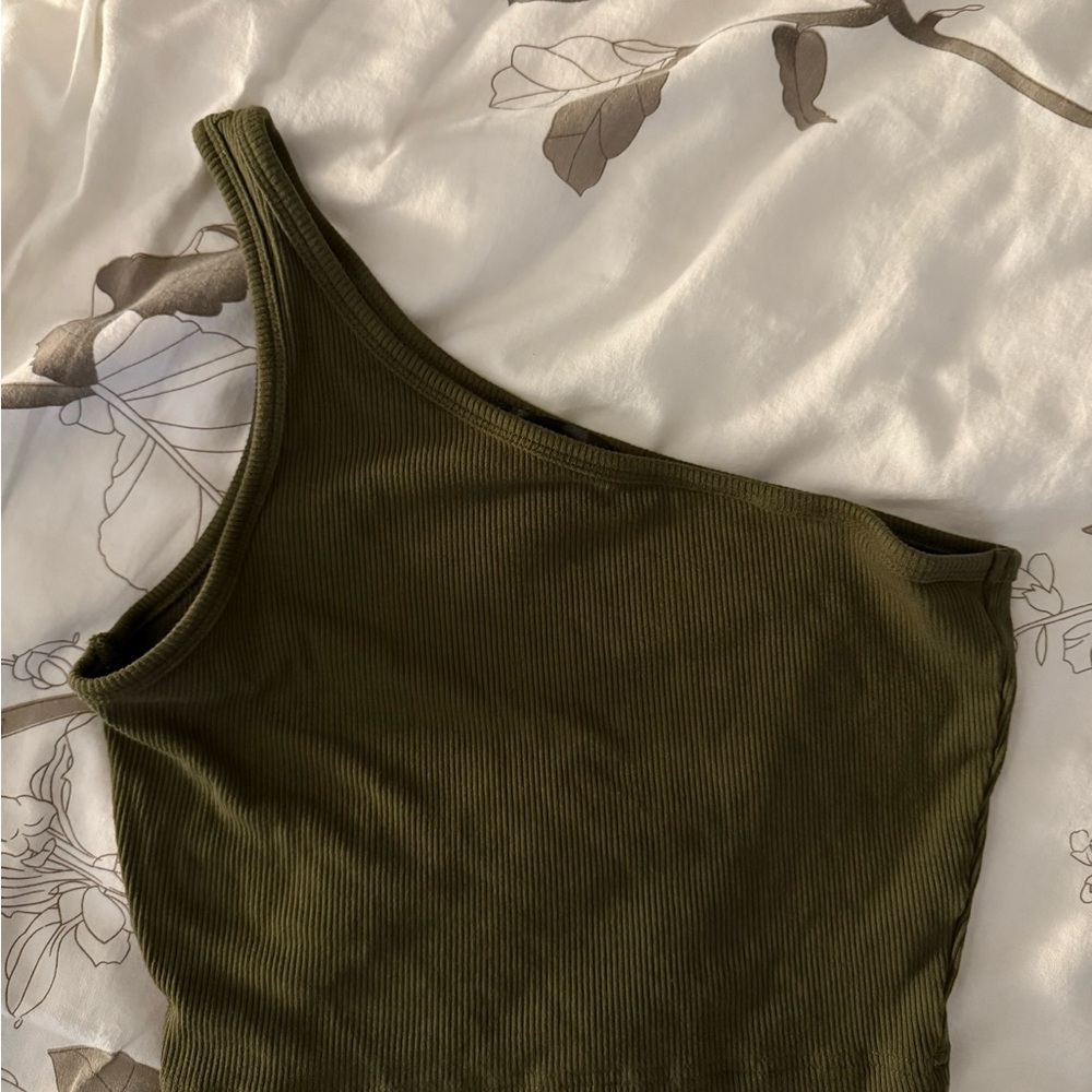 Stylish Olive One-Shoulder Tank Top